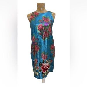 Manoush Sequin Floral embroidered Slip Dress Artsy event whimsical small
